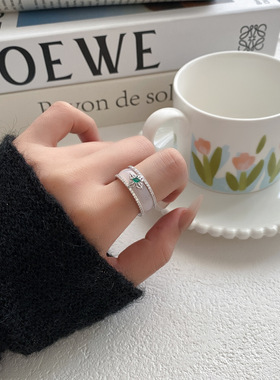 白玉髓指环两件套一款两戴高雅闭口指环戒指小众高级轻奢食指戒