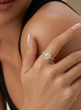 轻奢风皇后超大锆石14K时尚气质闭口指环戒指女小众高级感食指戒