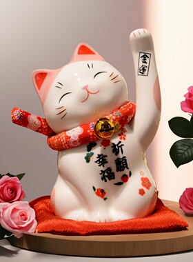 高级精致招财猫一对2只幸福猫