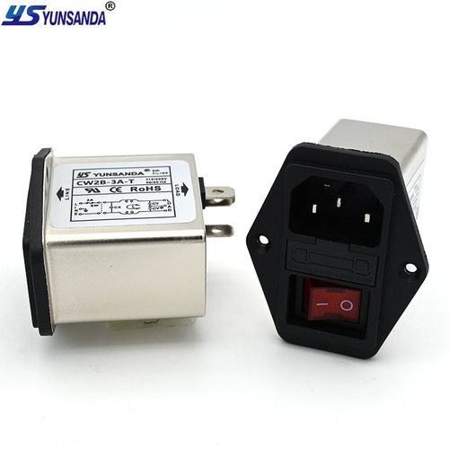 YUNSANDA三合一220v插座净化带开关双保险IEC电源滤波器CW2B-3A-T - 图1