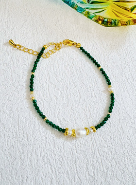 白藏造物原创超闪天然绿尖晶石多圈手链百搭高级感细手链女