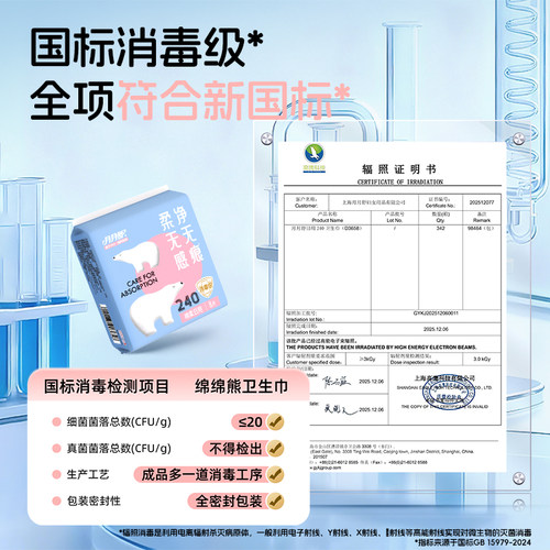月月舒卫生巾日用棉柔透气290夜用绵绵熊消毒级420超长防漏姨妈巾 - 图0