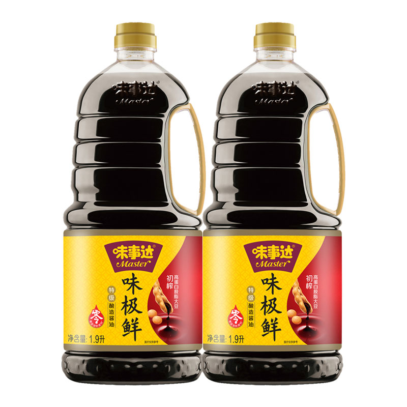 味事达味极鲜酱油炒菜凉拌蒸鱼火锅非转基因1.9L*2瓶