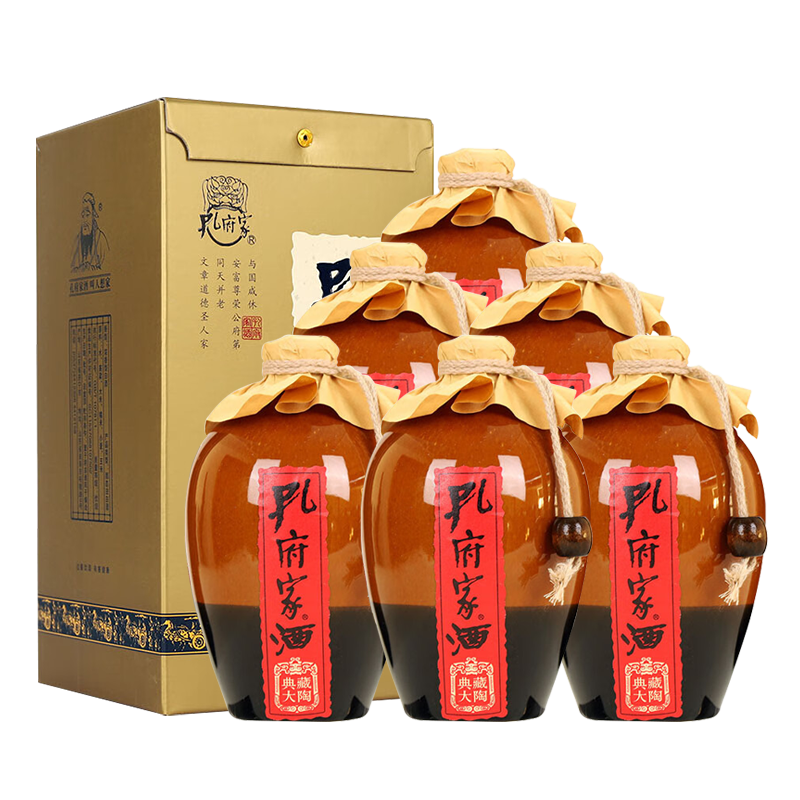 孔府家酒典藏大陶52度500ml*6瓶浓香型整箱装纯粮酿造陶坛酒白酒-图0