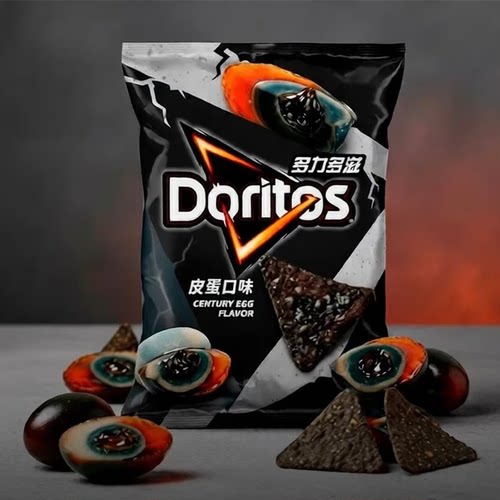 中国台湾多力多滋溏心鲜香皮蛋味三角脆玉米片新品猎奇零食天花板 - 图2