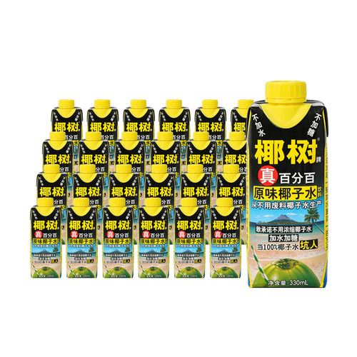 椰树椰子水330ml*24盒/箱椰树椰汁植物蛋白海南特产椰子汁 - 图0