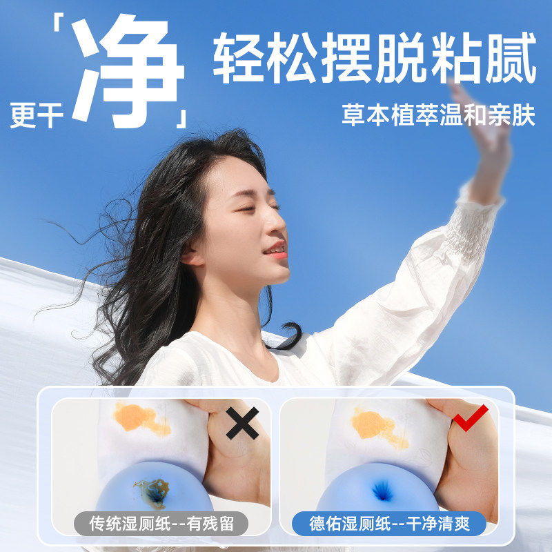 【下拉领优惠】德佑金盏花湿厕纸除菌加厚款 洁厕湿纸巾 厕纸湿巾