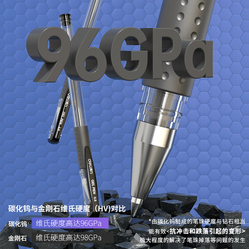 得力中性笔黑色笔速干顺滑子弹头红蓝圆珠笔办公学生用文具签字笔 - 图2