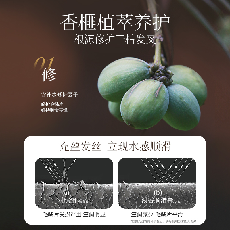 浅香香榧氨基酸顺滑膏2瓶装滋润柔顺护发素修护干枯改善烫染毛躁