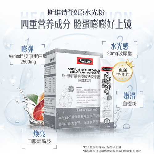 Swisse斯维诗水光粉透明质酸钠胶原蛋白肽固体饮料含烟酰胺VC焕亮 - 图1