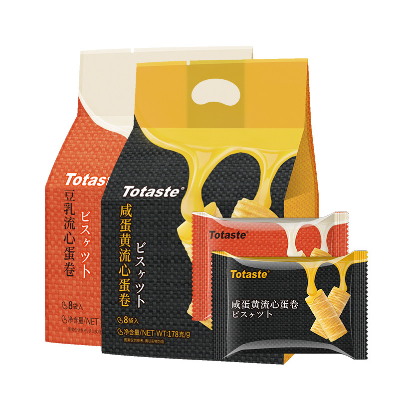 土斯Totaste咸蛋黄流心蛋卷饼干食品咸蛋黄豆乳流心178g*2包零食,淘宝优惠券,粉丝福利购,淘宝优惠卷