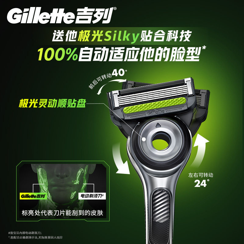 吉列极光剃须刀礼盒手动剃须刀男士刮胡刀送礼盒装
