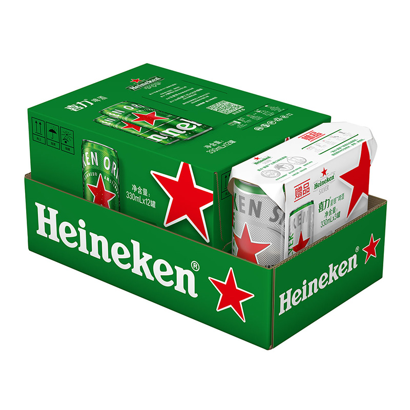 加量不加价喜力【Heineken】经典拉罐啤酒330ml*15听纤体听整箱装 - 图0