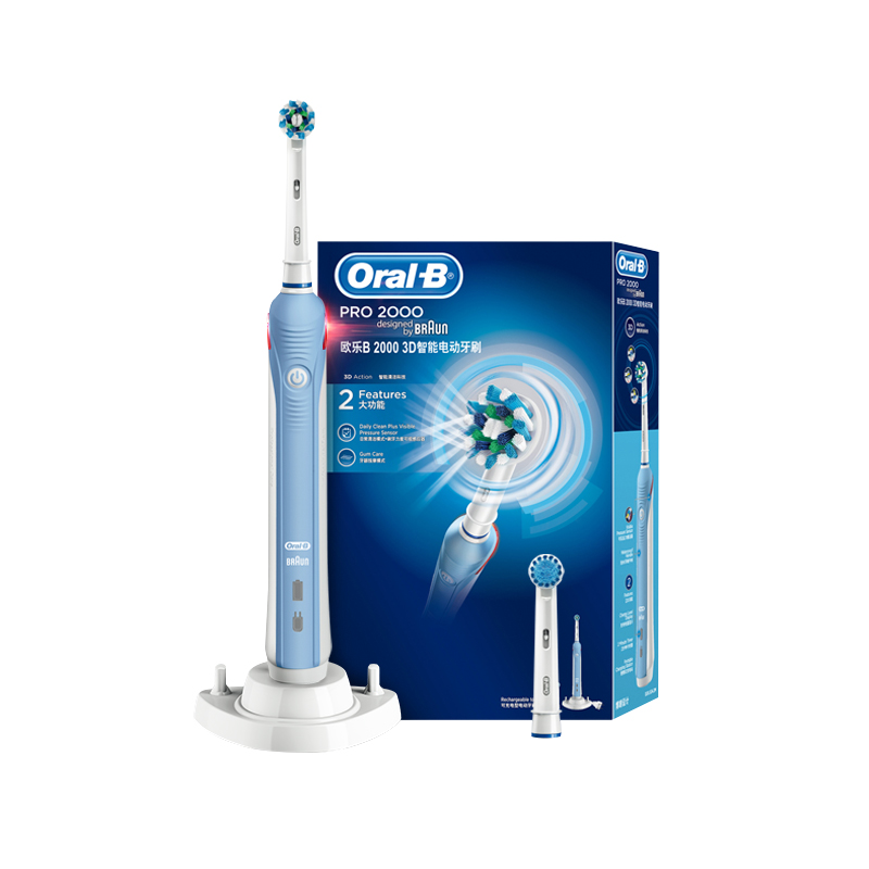 OralB/欧乐B成人圆头3D声波旋转电动牙刷P2000敏感清洁型刷头 - 图0