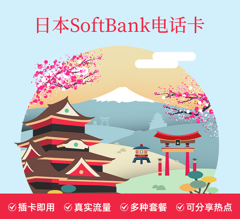 日本电话卡上网卡4G手机卡SoftBank东京大阪北海道旅游流量SIM卡 - 图1