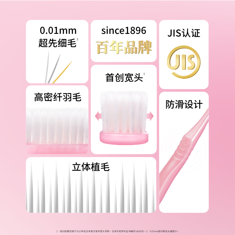EBISU/惠百施宽头软毛口腔护龈54孔+纤羽牙刷成人女5支家用组合装