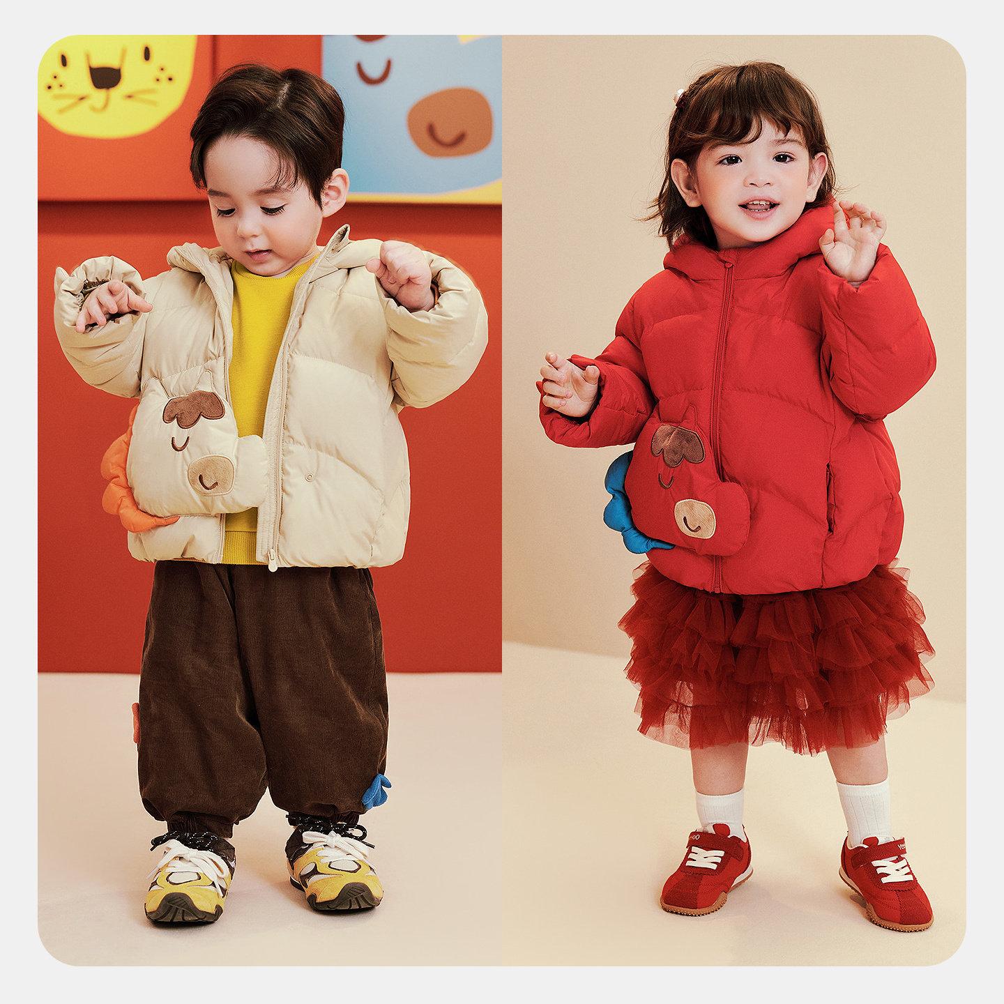 迷你巴拉男女童宝宝新中式儿童连帽羽绒服冬新年外套,淘宝优惠券,粉丝福利购,淘宝优惠卷