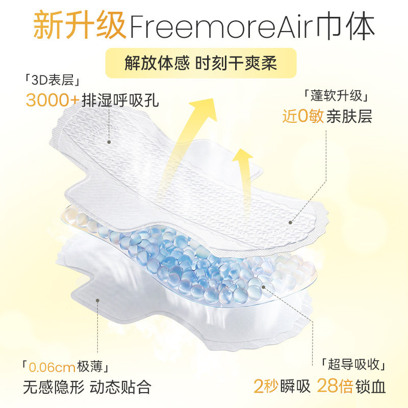 自由点益生菌卫生巾日夜用组合98片姨妈巾平衡菌群【官方正品】
