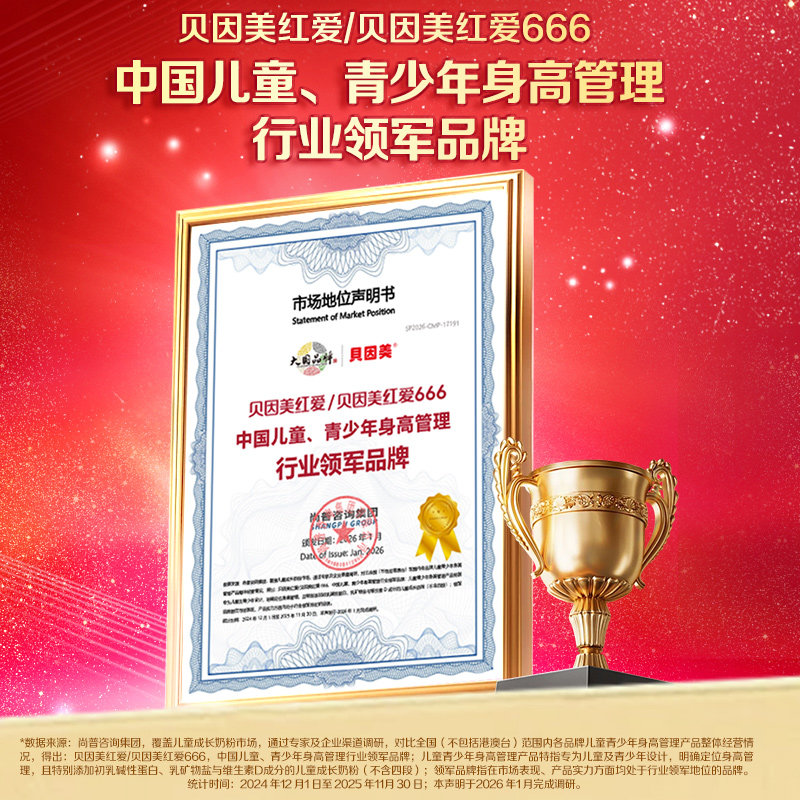 贝因美红爱666儿童成长牛奶粉450g含HMO乳铁蛋白4段3-15岁便携装,淘宝优惠券,粉丝福利购,淘宝优惠卷