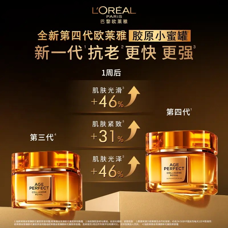 【下拉享优惠】欧莱雅小蜜罐花蜜胶原面霜紧致保湿滋润版120ml