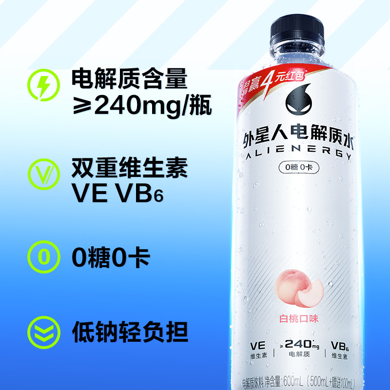 【徐振轩推荐】外星人电解质水白桃味0糖0卡含维生素饮料整箱装