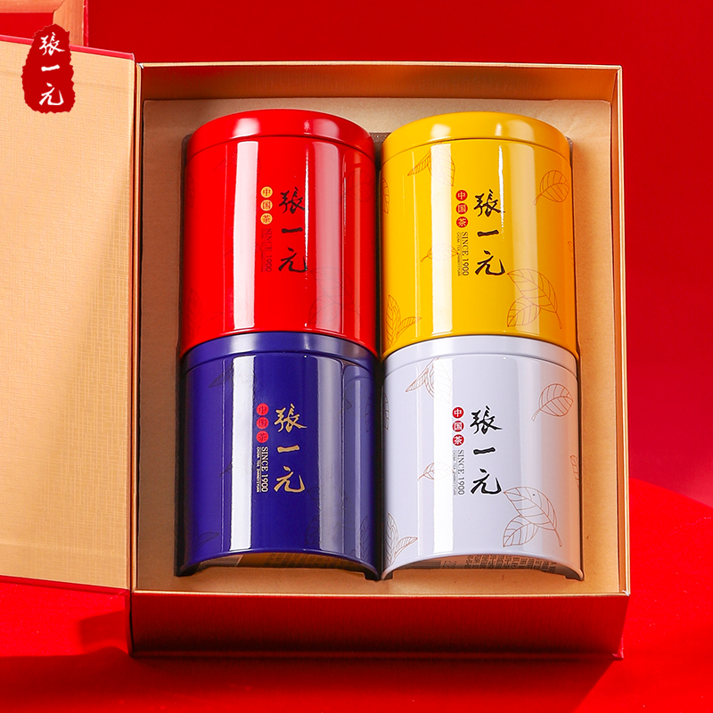 张一元茶叶四大茗茶五福礼盒红茶龙井铁观音中国风礼盒 - 图0