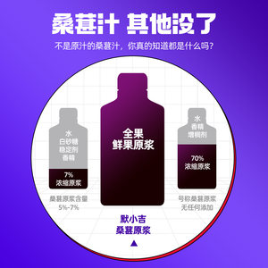 杞里香默小吉桑葚原浆210ml鲜榨黑纯桑椹原浆果汁官方旗舰正品