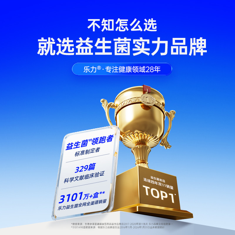 4盒】乐力善拓无糖益生菌1.2万亿儿童肠胃大人女性肠道调理冻干粉