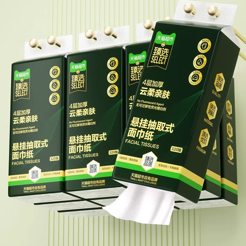 臻选柔韧悬挂抽取式面巾纸320抽*10提 臻选柔韧悬挂抽取式面巾纸320抽*10提