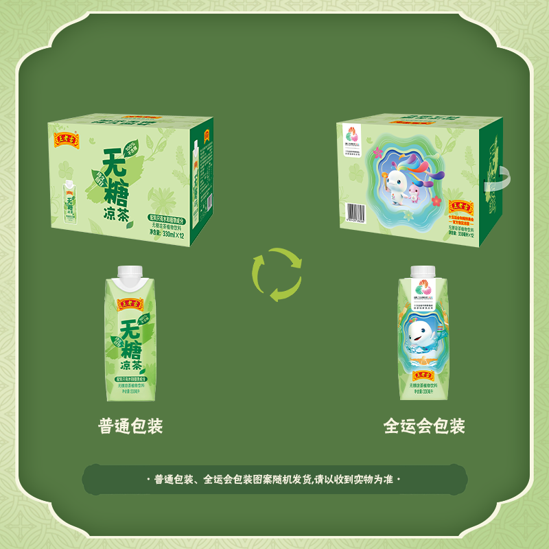 王老吉无糖凉茶植物本草饮料330ml*12盒/箱0糖0卡