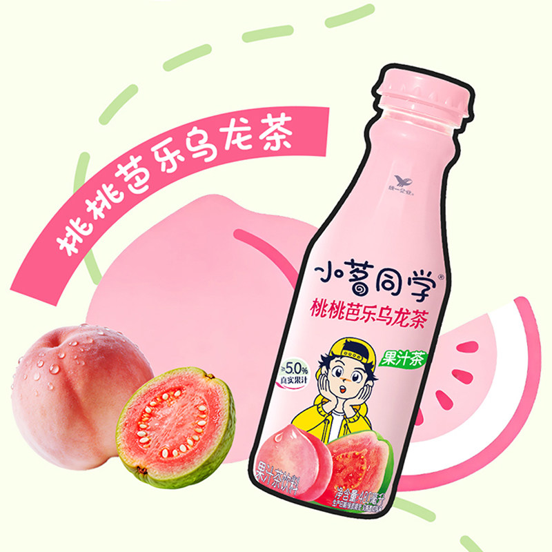 统一小茗同学低糖桃桃芭乐乌龙茶480ml*15瓶果汁茶饮料