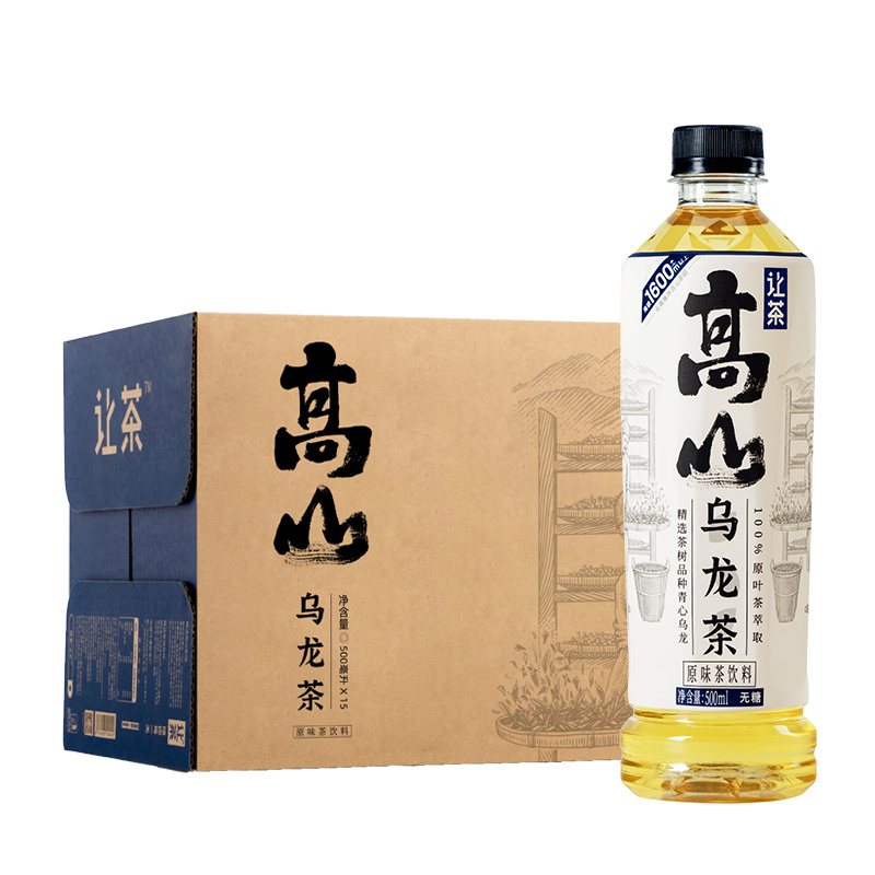 让茶1600米高山无糖乌龙茶饮料0糖0脂0能量原叶萃取500ml*15整箱 - 图0