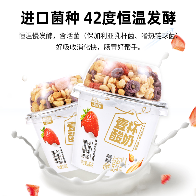 舌尖上的牧场壹杯酸奶搅拌嚼水果谷物180g*6杯送礼盒0蔗糖早代餐 - 图3