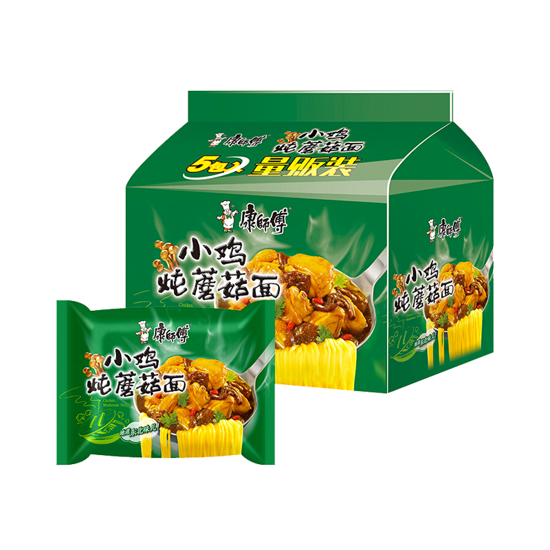 康师傅方便面经典袋小鸡炖蘑菇面85g*5袋装泡面速食面即食面-图3