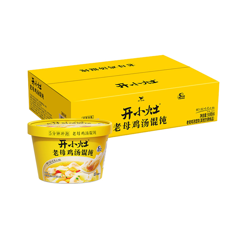 统一开小灶速食开小灶鸡汤小馄饨55g*6碗整箱 - 图0