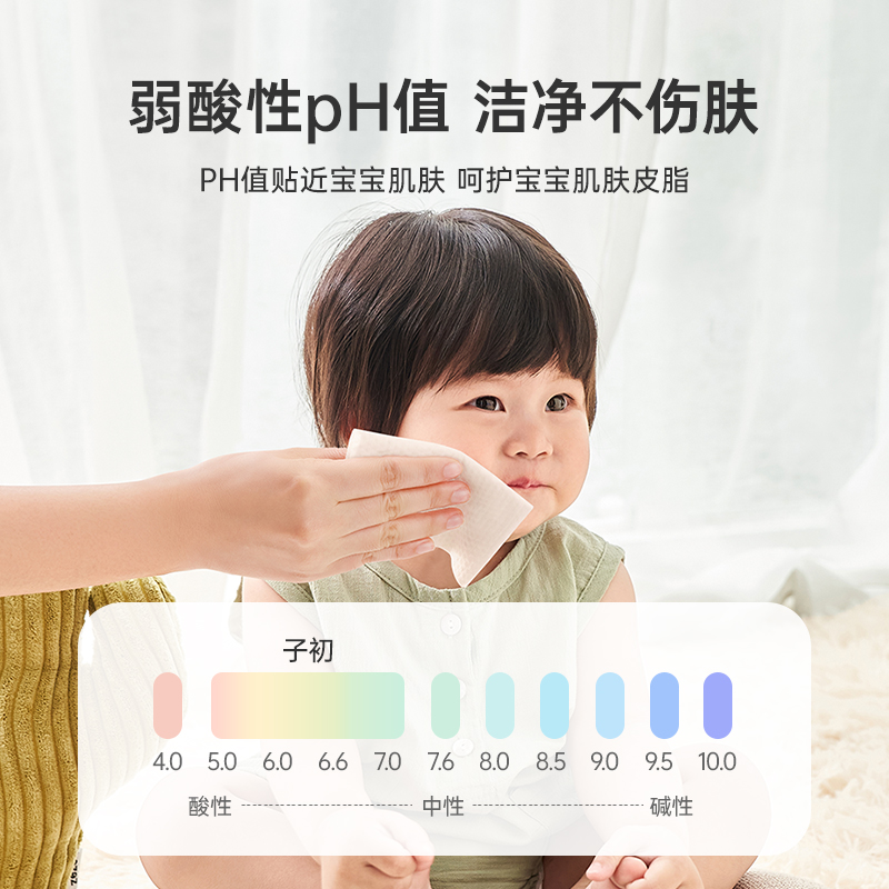 子初婴儿湿巾儿童湿纸巾新生宝宝手口专用加大加厚家庭装80抽16包