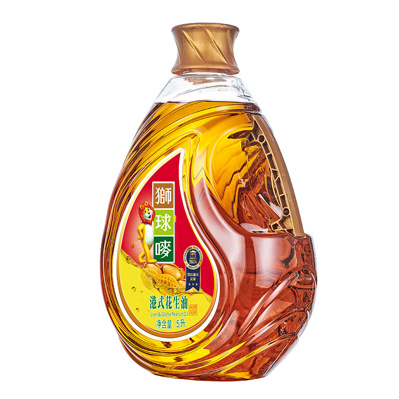 中国香港品牌狮球唛一级花生油5L物理压榨