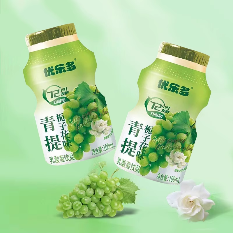 优乐多乳酸菌饮料青提栀子花味100ml*4瓶早餐益生菌酸奶发酵-图1