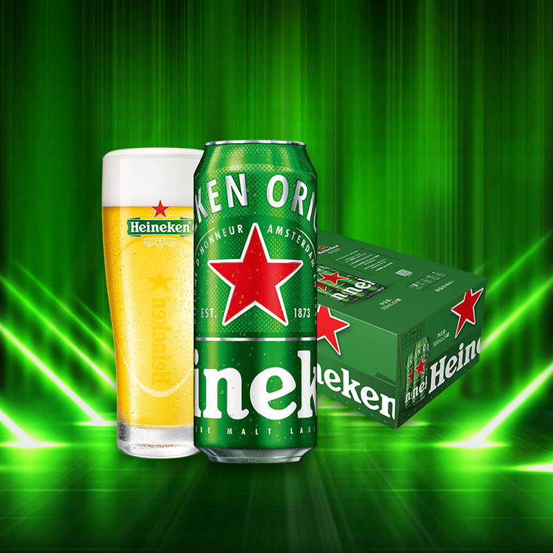 喜力【Heineken】经典拉罐啤酒500ml*24听整箱装欧冠包装随机发货 - 图2