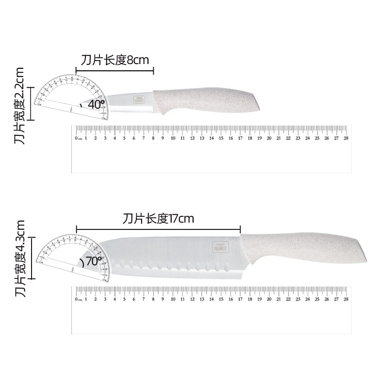 【喵满分】自有品牌厨刀套装水果刀2件装厨房刀具家用蔬果削皮刀 - 图3