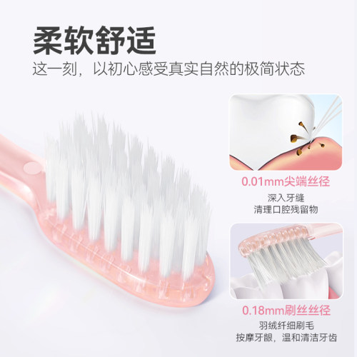 极简生活情侣透明小头软细毛牙刷批发配合牙膏用随机清洁 - 图1