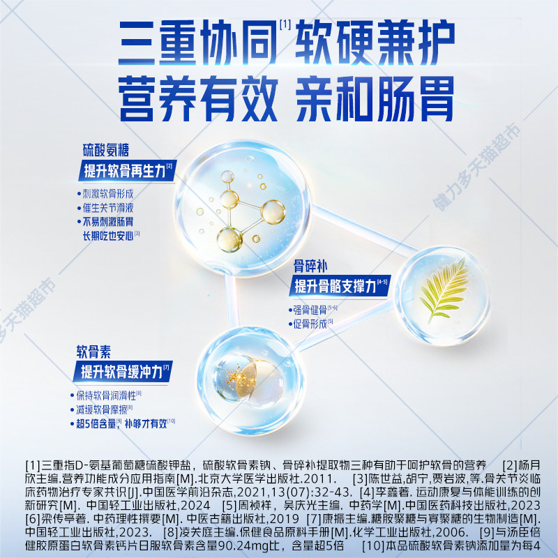 草本氨糖】健力多蓝氨糖软骨素加钙片中老年成人关节补钙220片
