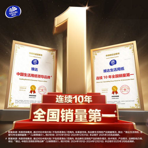 【下拉详情享补贴价】维达棉韧立体美压花无芯卷纸4层120克12卷 - 图0