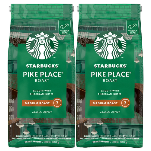 星巴克门店同款中度烘焙Pike Place派克市场现磨咖啡豆200g*2袋 - 图0