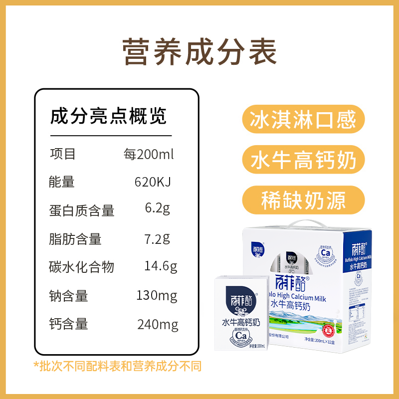 【送礼】百菲酪水牛奶高钙奶200ml*12盒装学生儿童早餐高钙调制乳,淘宝优惠券,粉丝福利购,淘宝优惠卷