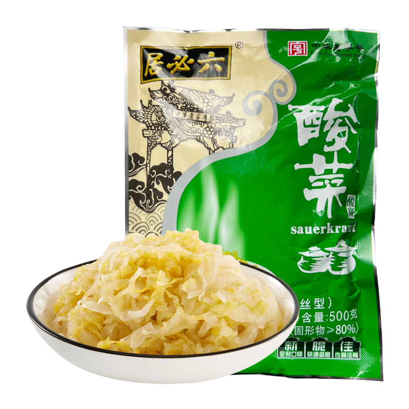 六必居酸菜500g酸菜丝东北老坛泡菜酸白菜饺子粉条骨头汤汆白肉 - 图0