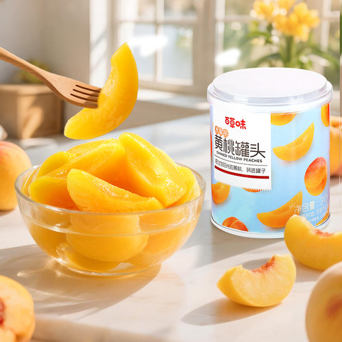 百草味水果黄桃罐头新鲜水果捞休闲零食休闲黄桃果干水果干 - 图0