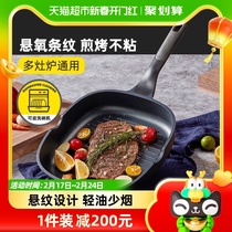 Berghoff Bay High Ford Steak Frying Pan Special Striped Breakfast Frying Egg Pan Home Small Flat-bottomed Nonstick Pan Gas