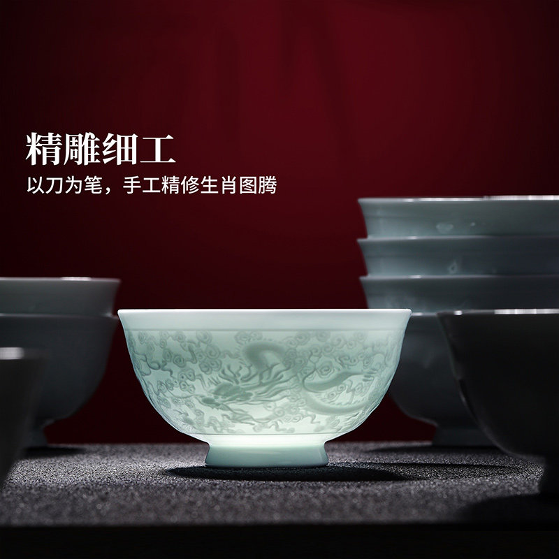 景德镇陶瓷生肖漂亮的吃饭饭碗个人专用精致家用马年礼物高级感