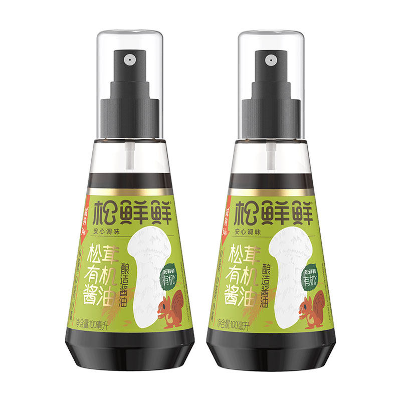 松鲜鲜松茸有机酿造酱油100mlx2瓶减钠辅食儿童酱汁拌饭,淘宝优惠券,粉丝福利购,淘宝优惠卷